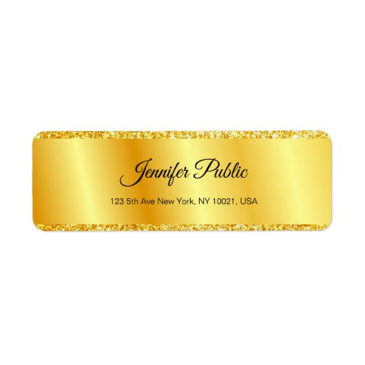 Elegant Gold Glitter Search Hand Script Sjabloon Etiket (Voorkant)