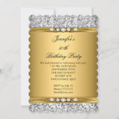 Elegant Gold Glitter Silver Diamond Birthday Kaart (Voorkant)