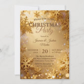 Elegant Gold Glitter Snowflake Christmas Party Kaart (Voorkant)