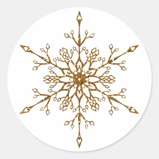 Elegant Gold Glitter Snowflake kerstfeestdag Ronde Sticker (Voorkant)