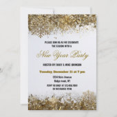 Elegant Gold Glitter Snowflake New Year Party Kaart (Voorkant)