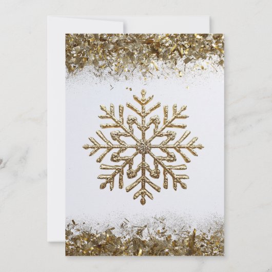 Elegant Gold Glitter Snowflake New Year Party Kaart (Achterkant)