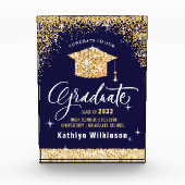 Elegant Gold Glitter Sparging Afstuderen Fotoblokken (Voorkant)