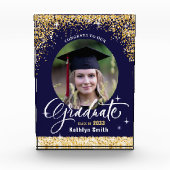 Elegant Gold Glitter Sparging Afstuderen Fotoblokken (Voorkant)