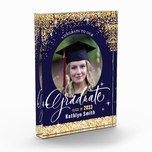 Elegant Gold Glitter Sparging Afstuderen Fotoblokken (Links)