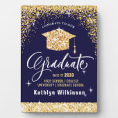 Elegant Gold Glitter Sparging Afstuderen Keepslag Fotoplaat (voorkant)