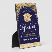Elegant Gold Glitter Sparging Afstuderen Keepslag Fotoplaat (Zijkant)