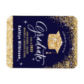 Elegant Gold Glitter Sparging Afstuderen Magneet (Horizontaal)