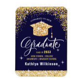 Elegant Gold Glitter Sparging Afstuderen Magneet (Verticaal)
