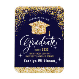 Elegant Gold Glitter Sparging Afstuderen Magneet