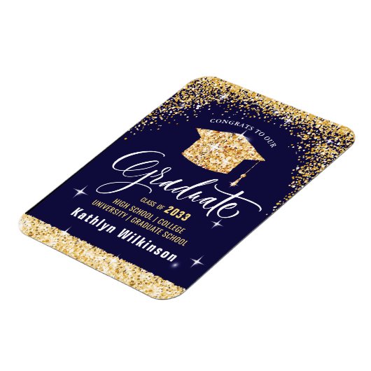 Elegant Gold Glitter Sparging Afstuderen Magneet (Linkerzijde)