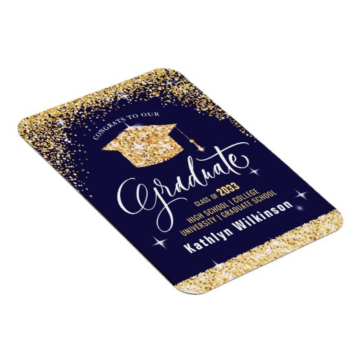 Elegant Gold Glitter Sparging Afstuderen Magneet (Rechterzijde)