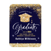 Elegant Gold Glitter Sparging Afstuderen Magneet (Verticaal)