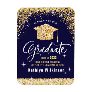 Elegant Gold Glitter Sparging Afstuderen Magneet