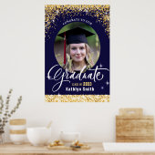 Elegant Gold Glitter Sparking Afstuderen Foto Poster (Keuken)