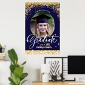 Elegant Gold Glitter Sparking Afstuderen Foto Poster (Thuiskantoor)