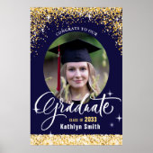 Elegant Gold Glitter Sparking Afstuderen Foto Poster (Voorkant)