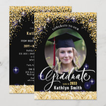 Elegant Gold Glitter Sparking Photo Afstuderen