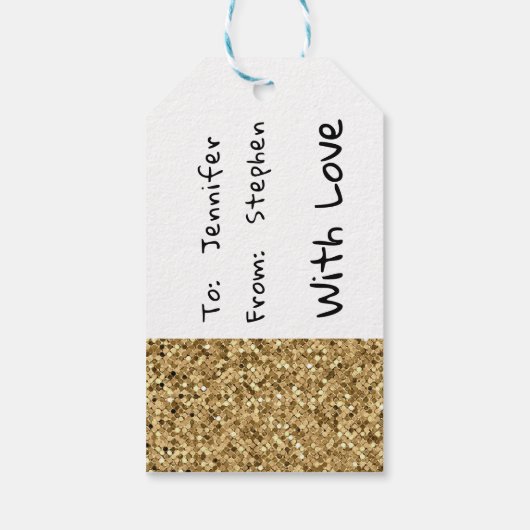 Elegant Gold Glitter Sparkle Cadeaulabel (Achterkant)
