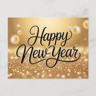 Elegant Gold Glitter Sparkle Happy New Year Briefkaart