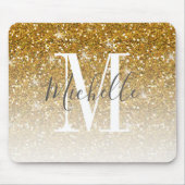 Elegant Gold Glitter Sparkle Monogram Naam Muismat (Voorkant)