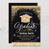 Elegant Gold Glitter Sparkly Afstuderen Kaart (Voorkant / Achterkant)
