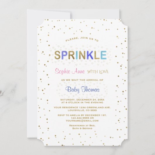 Elegant Gold Glitter SPRINKLE Boy Baby shower Kaart (Voorkant)