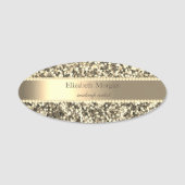 Elegant Gold Glitter, Stripe, Pearls Naamplaatje (Voorkant)