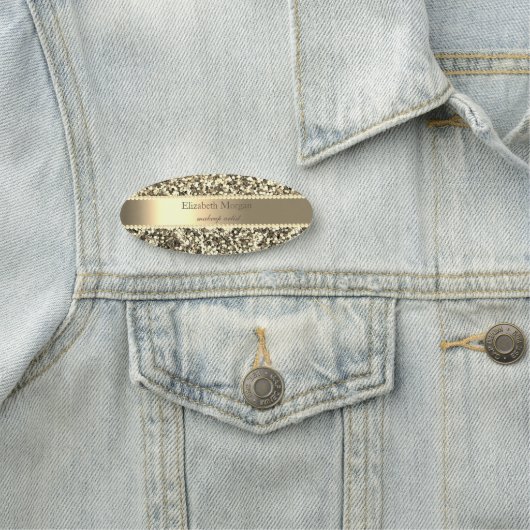 Elegant Gold Glitter, Stripe, Pearls Naamplaatje (In situ)