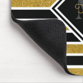 Elegant Gold Glitter Stripes met naam monogram Muismat (Hoek)