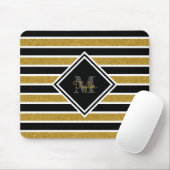 Elegant Gold Glitter Stripes met naam monogram Muismat (Met muis)