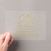 Elegant Gold Glitter Surprise Birthday Party Acryl Uitnodigingen (Insitu (Draagbaar))