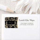 Elegant Gold Glitter Swirls Adres Etiket (Insitu)