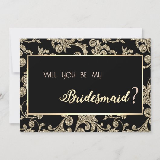 Elegant Gold Glitter Swirls Bridesmaid Kaart (Voorkant)