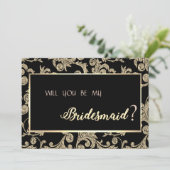 Elegant Gold Glitter Swirls Bridesmaid Kaart (Staand voorkant)