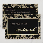 Elegant Gold Glitter Swirls Bridesmaid Kaart (Voorkant / Achterkant)