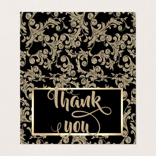 Elegant Gold Glitter Swirls Hartelijk dank Visitekaartje (Buitenkant ongevouwen)