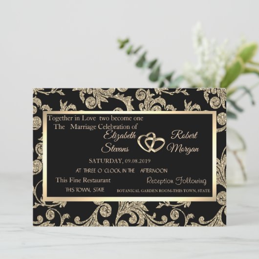 Elegant Gold Glitter Swirls, Lijst Weddenschap Kaart (Staand voorkant)