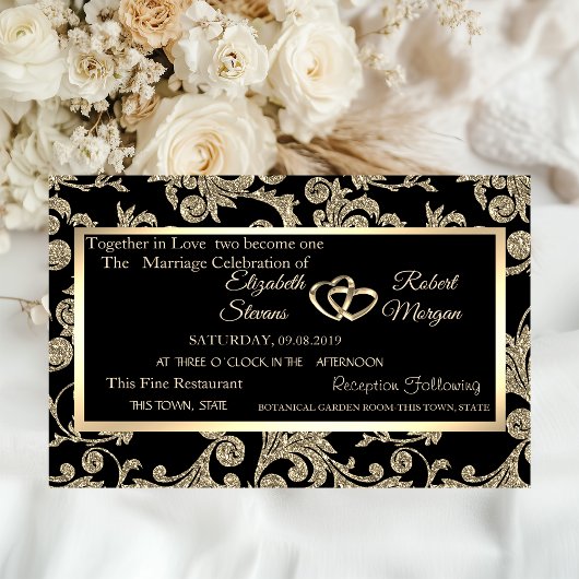Elegant Gold Glitter Swirls, Lijst Weddenschap Kaart