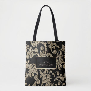 Elegant Gold Glitter Swirls Tote Bag