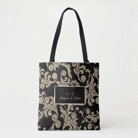 Elegant Gold Glitter Swirls Tote Bag (Voorkant)