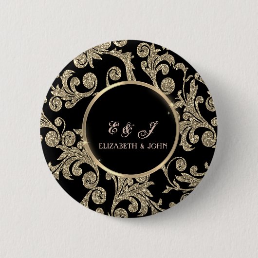 Elegant Gold Glitter Swirls Weddenschap Ronde Button 5,7 Cm (Voorkant)