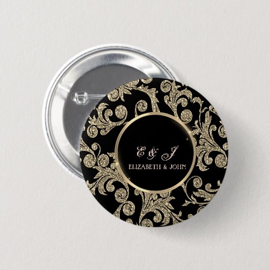 Elegant Gold Glitter Swirls Weddenschap Ronde Button 5,7 Cm (Voorkant /achterkant)