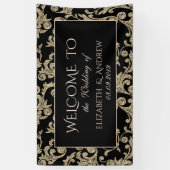 Elegant Gold Glitter Swirls Wedding Banner (Verticaal)
