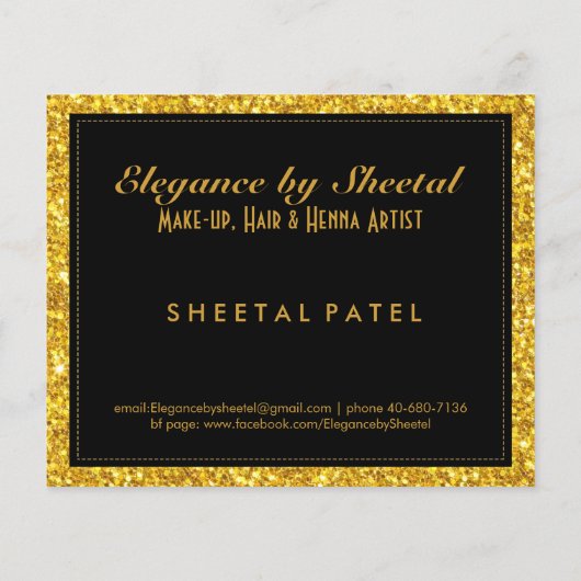 Elegant Gold Glitter Texture Black achtergrond Flyer (Achterkant)