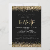 Elegant Gold Glitter Thirdeth Party Black Kaart (Voorkant)