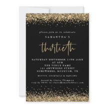 Elegant Gold Glitter Thirdeth Party Black