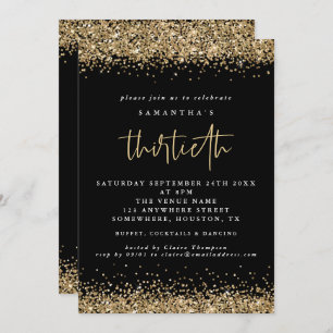 Elegant Gold Glitter Thirdeth Party Black Kaart