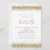 Elegant Gold Glitter Thirty Party Kaart (Voorkant)