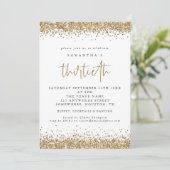 Elegant Gold Glitter Thirty Party Kaart (Staand voorkant)